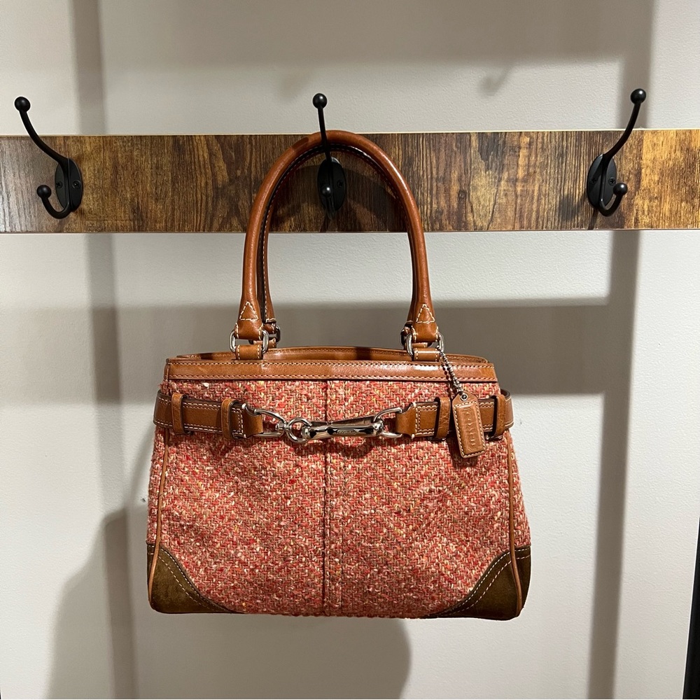 Coach Hampton Herringbone Tweed Leather bag